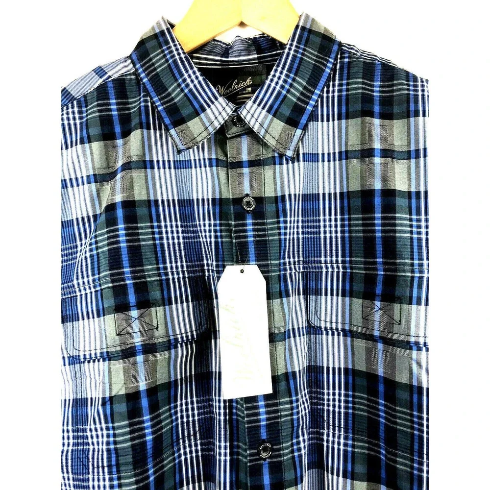 Woolrich Adventure Series Mens XL Keep It Moving Short Sleeve Blue Plaid $59 - Picture 3 of 5